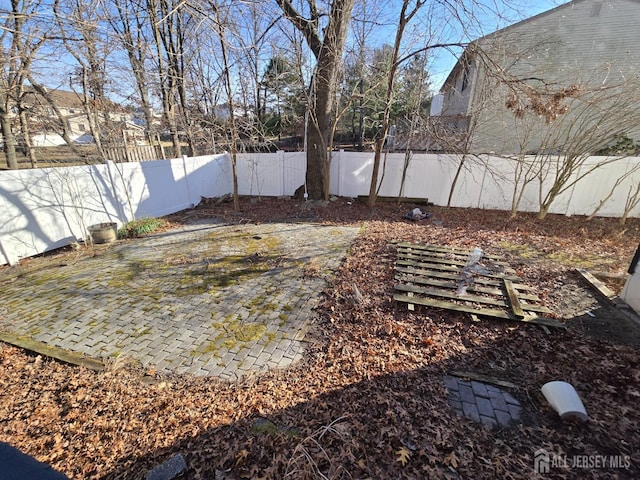 view of yard with a fenced backyard