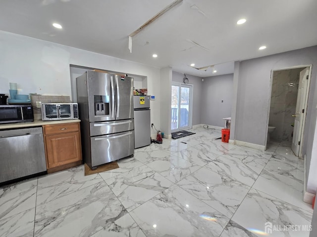 kitchen with appliances with stainless steel finishes