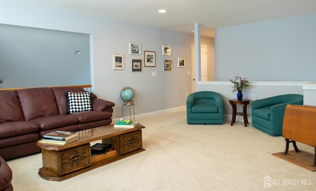 53 Mandrake Rd, Monroe, NJ 08831 - living area featuring carpet, baseboards, and recessed lighting