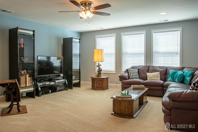 53 Mandrake Rd, Monroe, NJ 08831 - carpeted living room with a ceiling fan, plenty of natural light, and baseboards