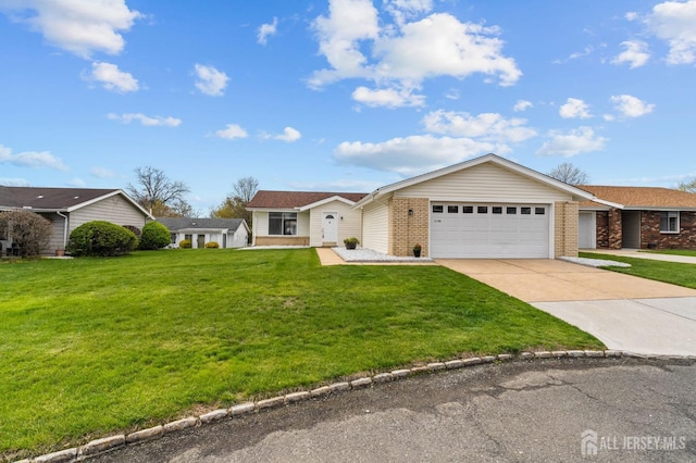 214 Branch Rd, Monroe, NJ 08831 - single story home featuring an attached garage, a front yard, brick siding, and driveway