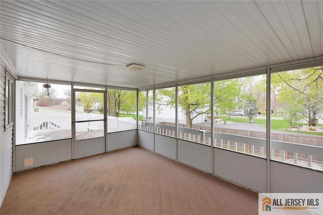 view of unfurnished sunroom