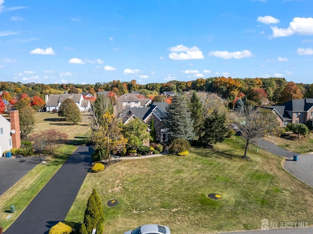 birds eye view of property with a residential view