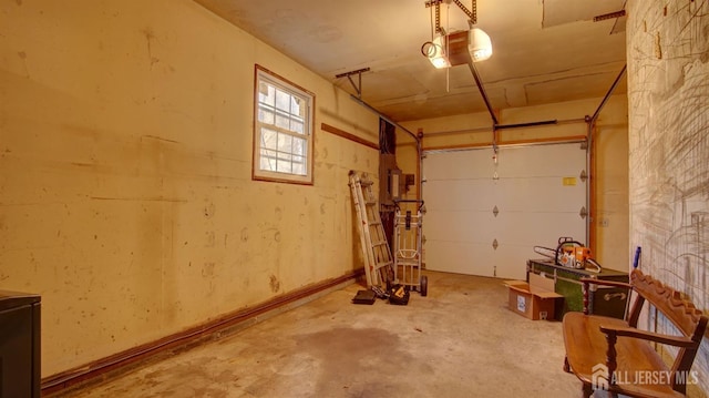 garage with a garage door opener