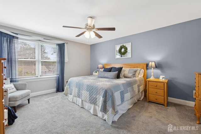 3223 Banta Rd, South Plainfield, NJ 07080 - bedroom with baseboards, carpet floors, and ceiling fan