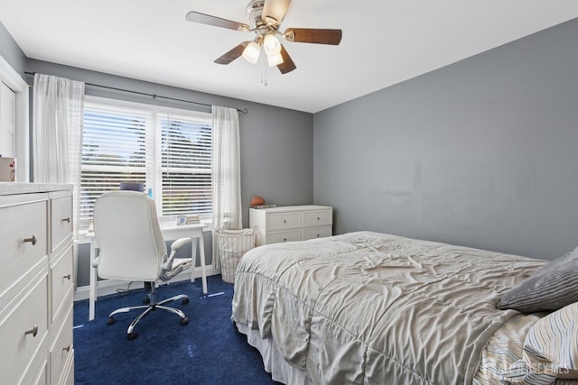 3223 Banta Rd, South Plainfield, NJ 07080 - bedroom featuring dark colored carpet and ceiling fan