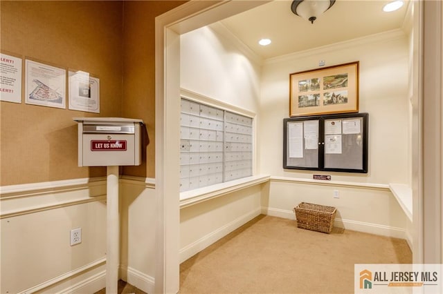 1410 Colts Cir, Lawrence, NJ 08648 - view of property's community featuring mail area, crown molding, and recessed lighting