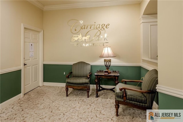 1410 Colts Cir, Lawrence, NJ 08648 - living area featuring ornamental molding and carpet