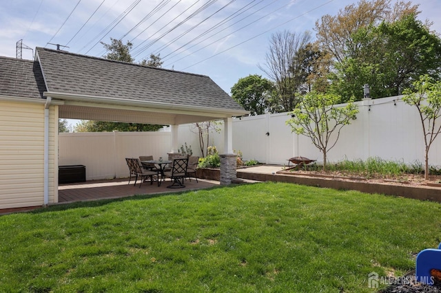 view of yard featuring a fenced backyard and a patio