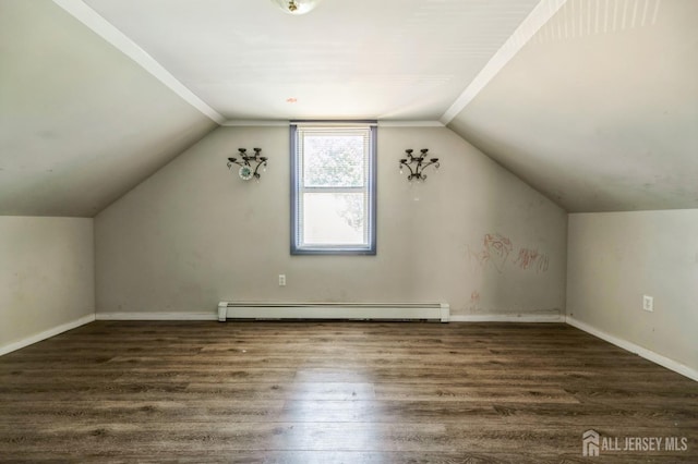 17 New Brunswick Ave, Matawan, NJ 07747 - additional living space featuring a baseboard radiator, lofted ceiling, and wood finished floors