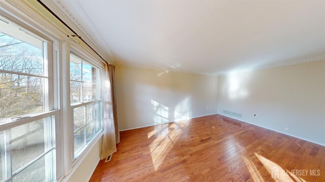 spare room featuring light wood-type flooring