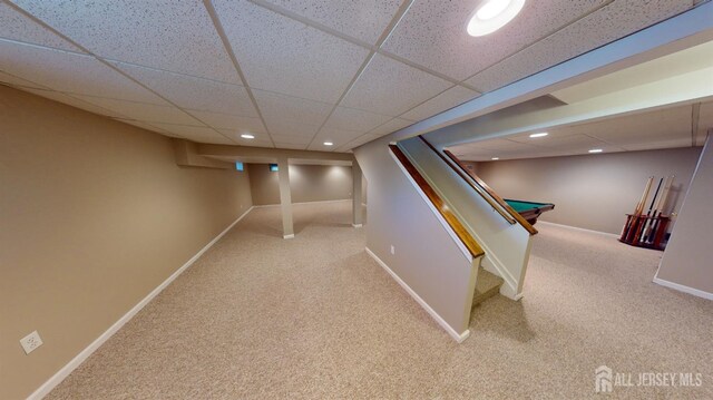 recreation room with carpet floors