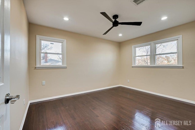4 Adelphi Ct, Edison, NJ 08837 - empty room with baseboards, dark wood-style flooring, ceiling fan, and recessed lighting