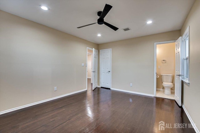 4 Adelphi Ct, Edison, NJ 08837 - unfurnished bedroom with wood finished floors, baseboards, recessed lighting, connected bathroom, and a ceiling fan