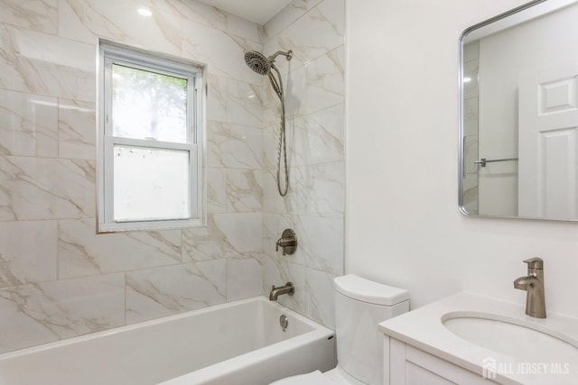 345 1st St, Dunellen, NJ 08812 - full bathroom with vanity, bathtub / shower combination, and toilet