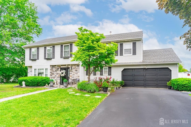 24 Higgins Rd, Old Bridge, NJ 08857 - view of front of home featuring a front yard, asphalt driveway, and an attached garage