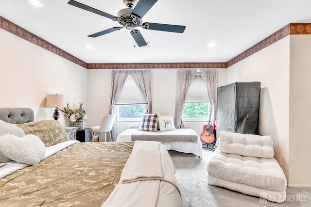 24 Higgins Rd, Old Bridge, NJ 08857 - carpeted bedroom featuring a ceiling fan and recessed lighting
