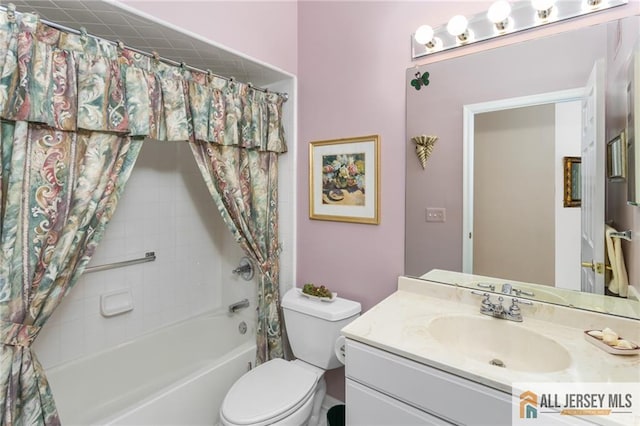 12 Wellfleet St, Monroe, NJ 08831 - full bathroom featuring shower / bathtub combination with curtain, vanity, and toilet