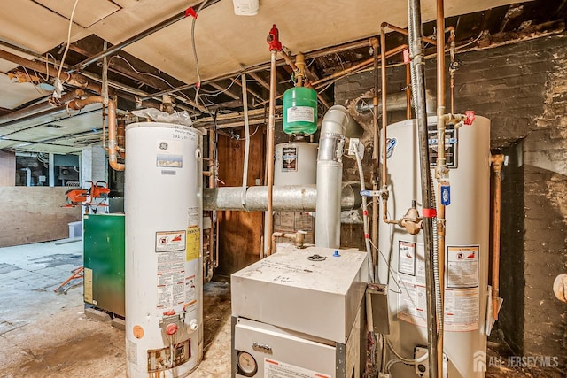 utility room with gas water heater