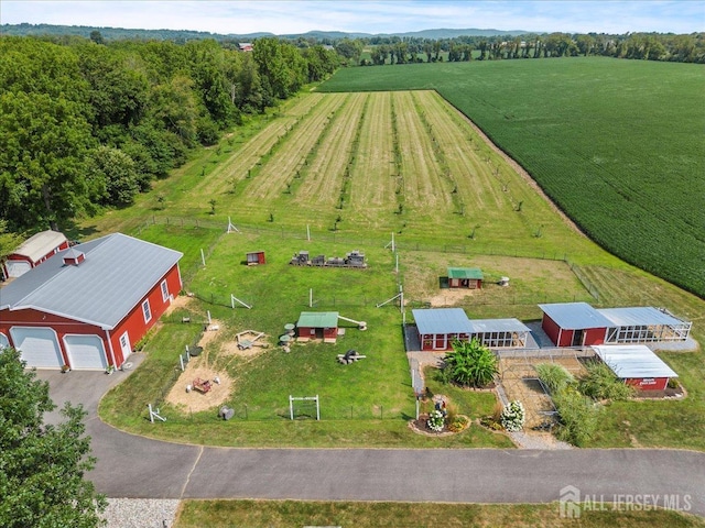 aerial view with a rural view