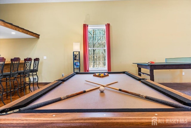 game room featuring pool table