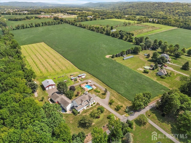 aerial view with a rural view