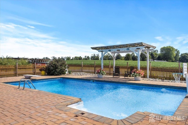 view of pool featuring a fenced in pool and fence