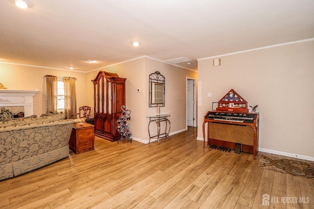 17 Morningside Dr, Old Bridge, NJ 08857 - interior space featuring a fireplace, baseboards, light wood-style floors, ornamental molding, and recessed lighting