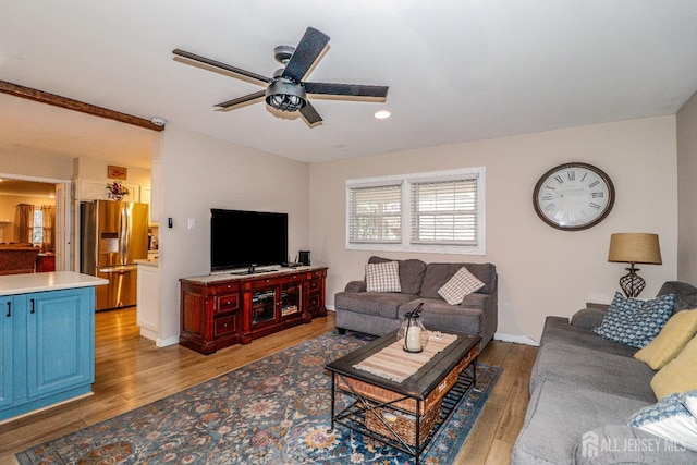 17 Morningside Dr, Old Bridge, NJ 08857 - living room with a ceiling fan, recessed lighting, and wood finished floors