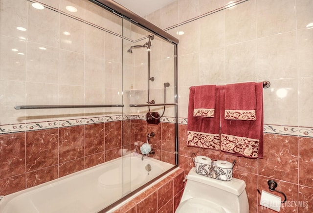 17 Morningside Dr, Old Bridge, NJ 08857 - bathroom with tile walls, toilet, and tiled shower / bath