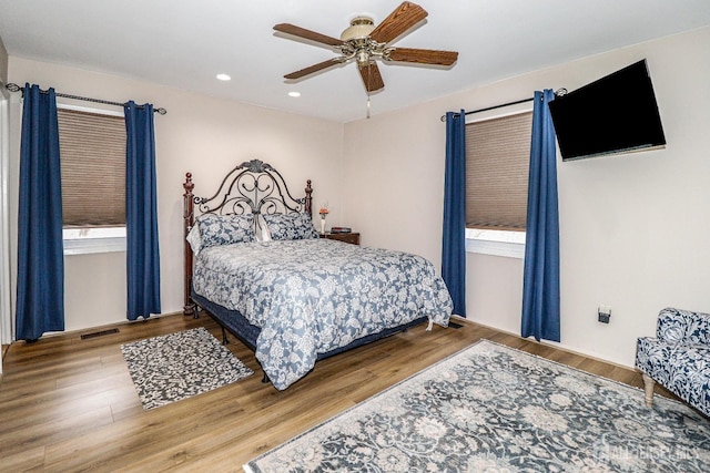 17 Morningside Dr, Old Bridge, NJ 08857 - bedroom with recessed lighting, ceiling fan, visible vents, and wood finished floors