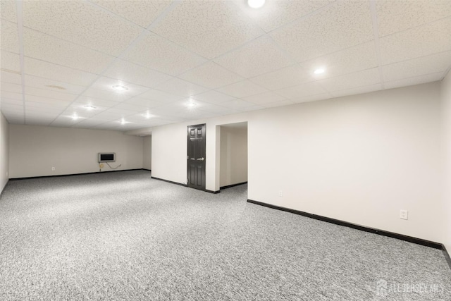 46 Thomas St, Monroe, NJ 08831 - finished below grade area featuring baseboards, carpet floors, a drop ceiling, and recessed lighting