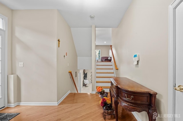 foyer entrance with wood-type flooring