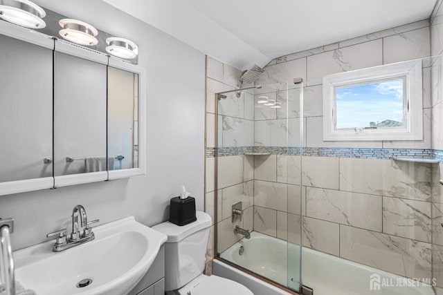 59 Mckinley Ave, Colonia, NJ 07067 - bathroom featuring enclosed tub / shower combo, toilet, and vanity