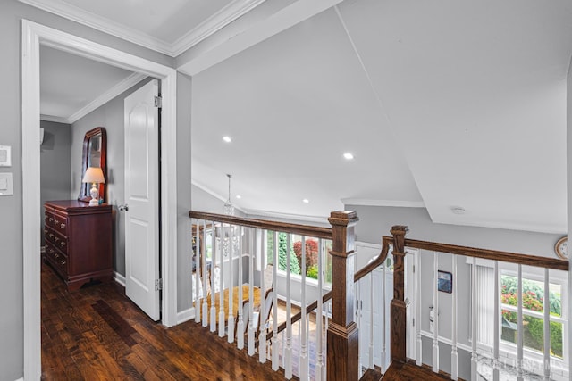 59 Mckinley Ave, Colonia, NJ 07067 - hall featuring wood finished floors, crown molding, recessed lighting, and baseboards