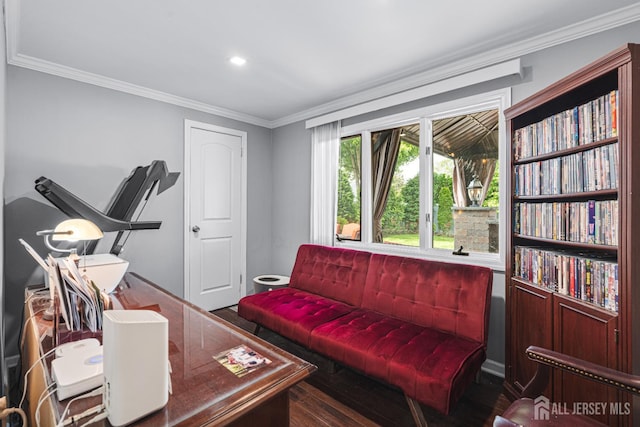 59 Mckinley Ave, Colonia, NJ 07067 - office featuring crown molding, recessed lighting, and wood finished floors