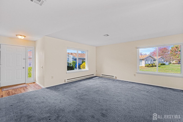 803 Pompton Rd Unit A, Monroe, NJ 08831 - spare room featuring baseboard heating, baseboards, wood finished floors, and carpet flooring