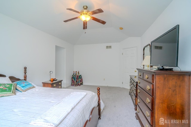 7 Sequoia Dr, South Brunswick, NJ 08810 - bedroom featuring light colored carpet, lofted ceiling, and a ceiling fan
