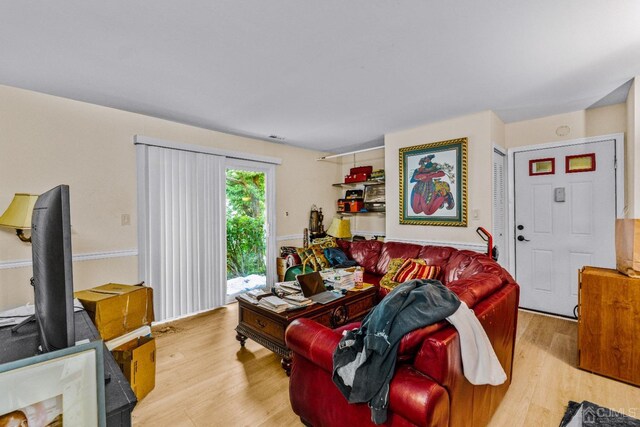 living room featuring light wood-type flooring