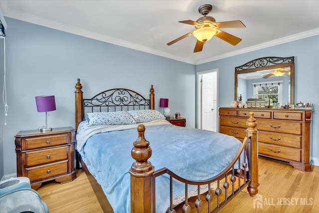 13 Sheffield Ave, Monroe, NJ 08831 - bedroom featuring light wood-style floors, ornamental molding, and a ceiling fan