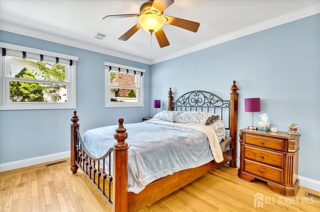 13 Sheffield Ave, Monroe, NJ 08831 - bedroom featuring light wood finished floors, baseboards, a ceiling fan, and ornamental molding