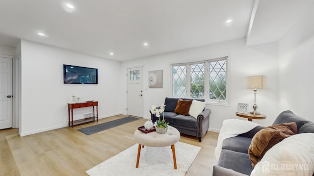 13 Prospect St, Metuchen, NJ 08840 - living room featuring light wood-style flooring, recessed lighting, and baseboards