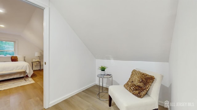 13 Prospect St, Metuchen, NJ 08840 - sitting room featuring vaulted ceiling, wood finished floors, and baseboards