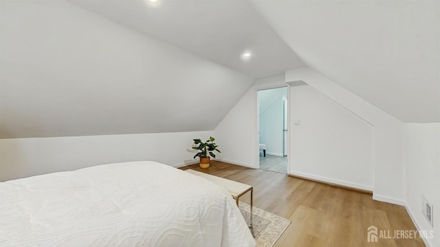 13 Prospect St, Metuchen, NJ 08840 - bedroom with lofted ceiling, light wood-type flooring, baseboards, and recessed lighting