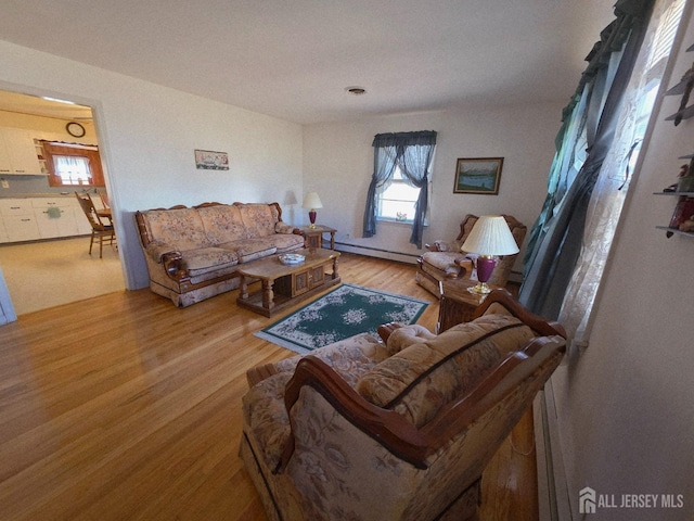 144 Buckelew Ave, Jamesburg, NJ 08831 - living area with a baseboard radiator and wood finished floors