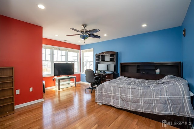 45 Green Ash St, Monroe, NJ 08831 - bedroom with wood finished floors, recessed lighting, baseboards, and ceiling fan