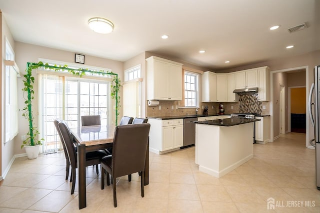 45 Green Ash St, Monroe, NJ 08831 - kitchen featuring stainless steel appliances, a kitchen island, tasteful backsplash, a sink, and baseboards