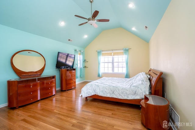 45 Green Ash St, Monroe, NJ 08831 - bedroom with lofted ceiling, wood finished floors, recessed lighting, a ceiling fan, and baseboards