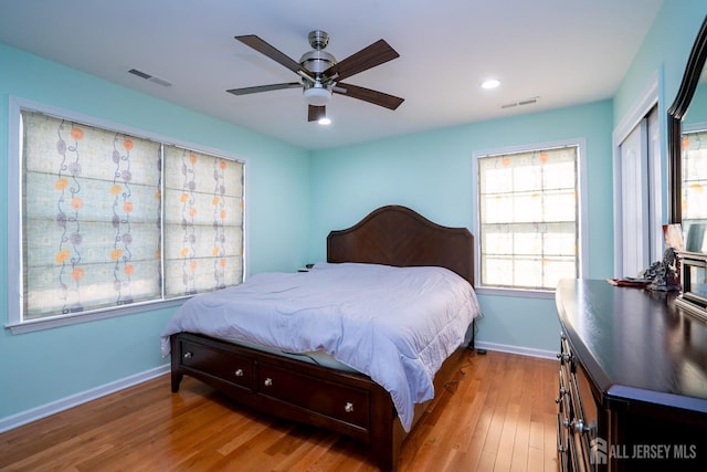 45 Green Ash St, Monroe, NJ 08831 - bedroom with wood finished floors, baseboards, recessed lighting, and a ceiling fan