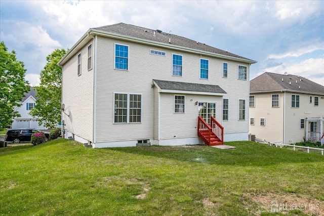 15 Fabiszewski Way, Parlin, NJ 08859 - rear view of property featuring entry steps, a yard, and central AC